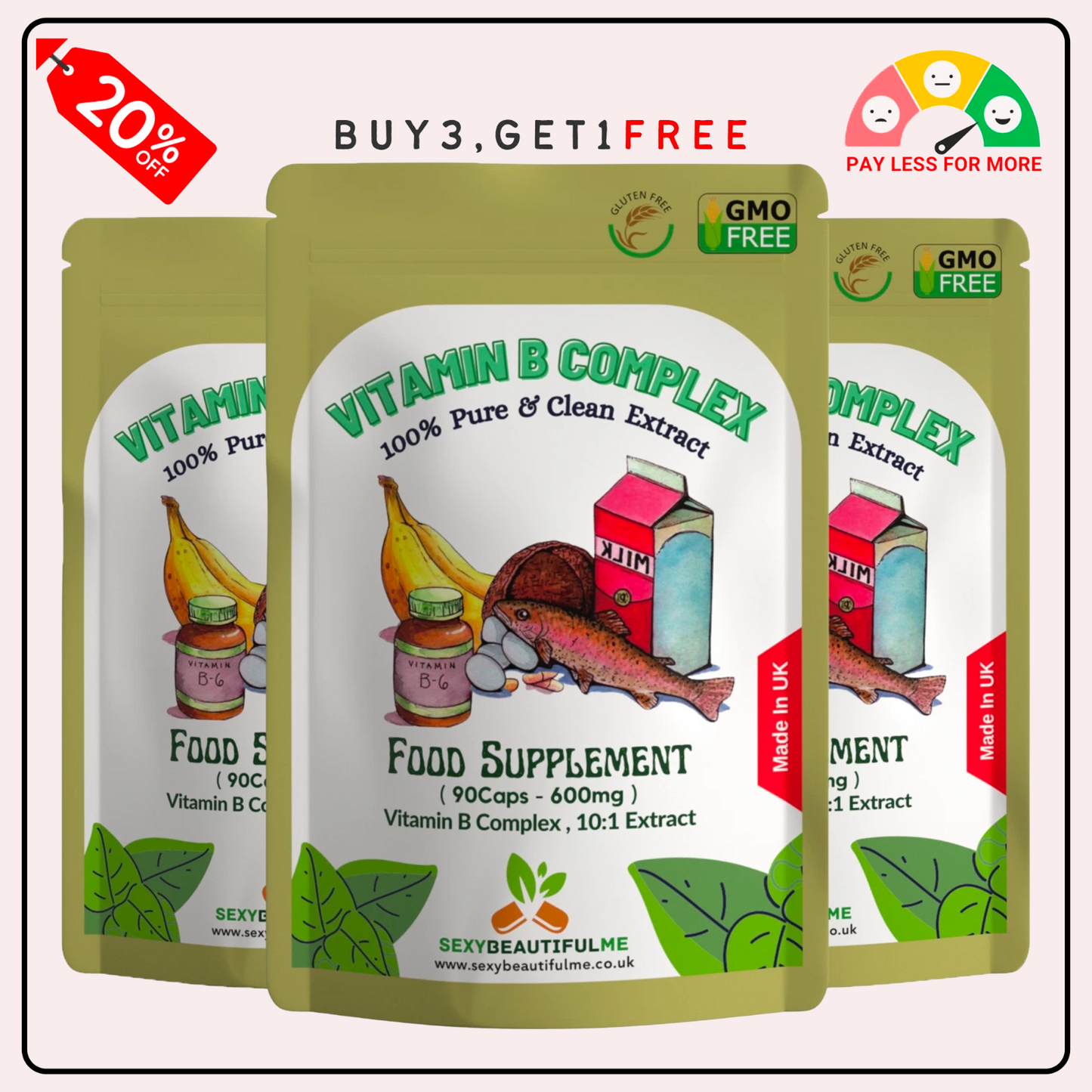 Vitamin B Complex Capsule | B Vitamins, Biotin&Folic Acid | Natural&High Potency