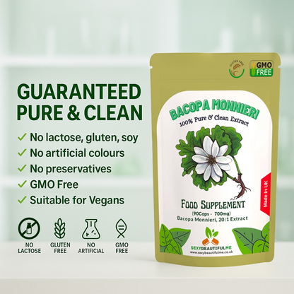Bacopa Monnieri Extract 14,000mg Capsules–Brain Health & Focus Support–100%Vegan