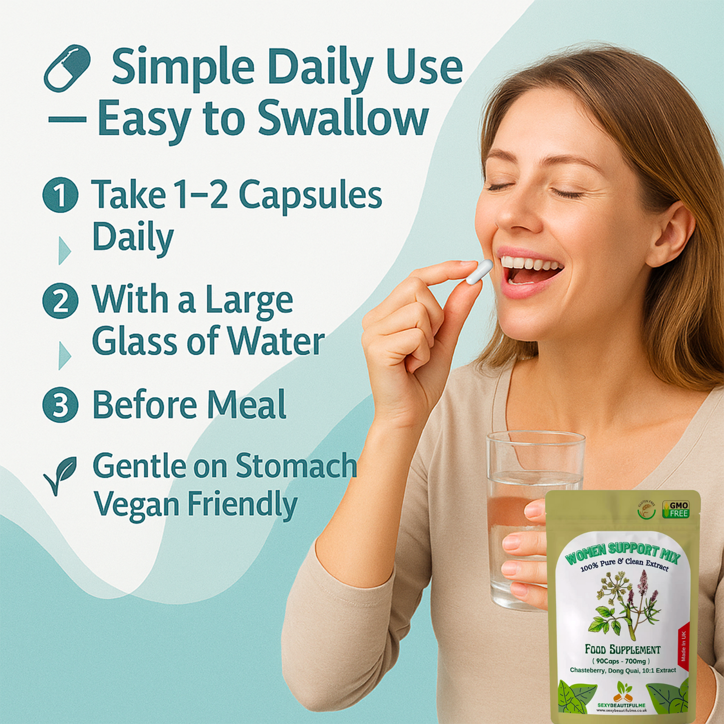 WOMEN SUPPORT COMPLEX Capsules 7000mg-Chasteberry, Qong Duai-10:1 Extract (PMS)