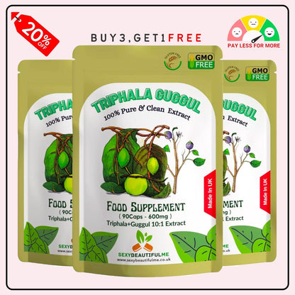 '' Triphala+Guggul '' 6000mg Capsule–Weight Control, Detox&Cholesterol-100%Vegan
