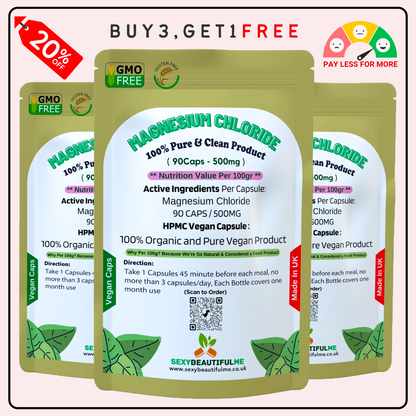 Magnesium Chloride Capsules 500mg–Magnesium Chloride Natural-Vegan & Effective