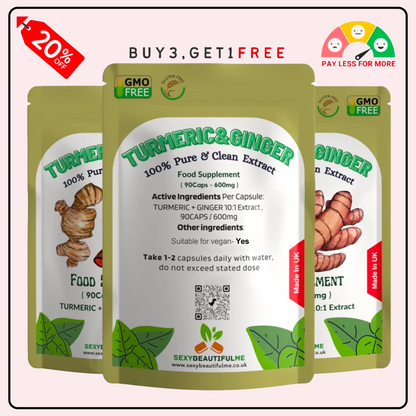 Turmeric + Ginger 6000mg Capsules | Vegan | Energy Boost & Digestion Support