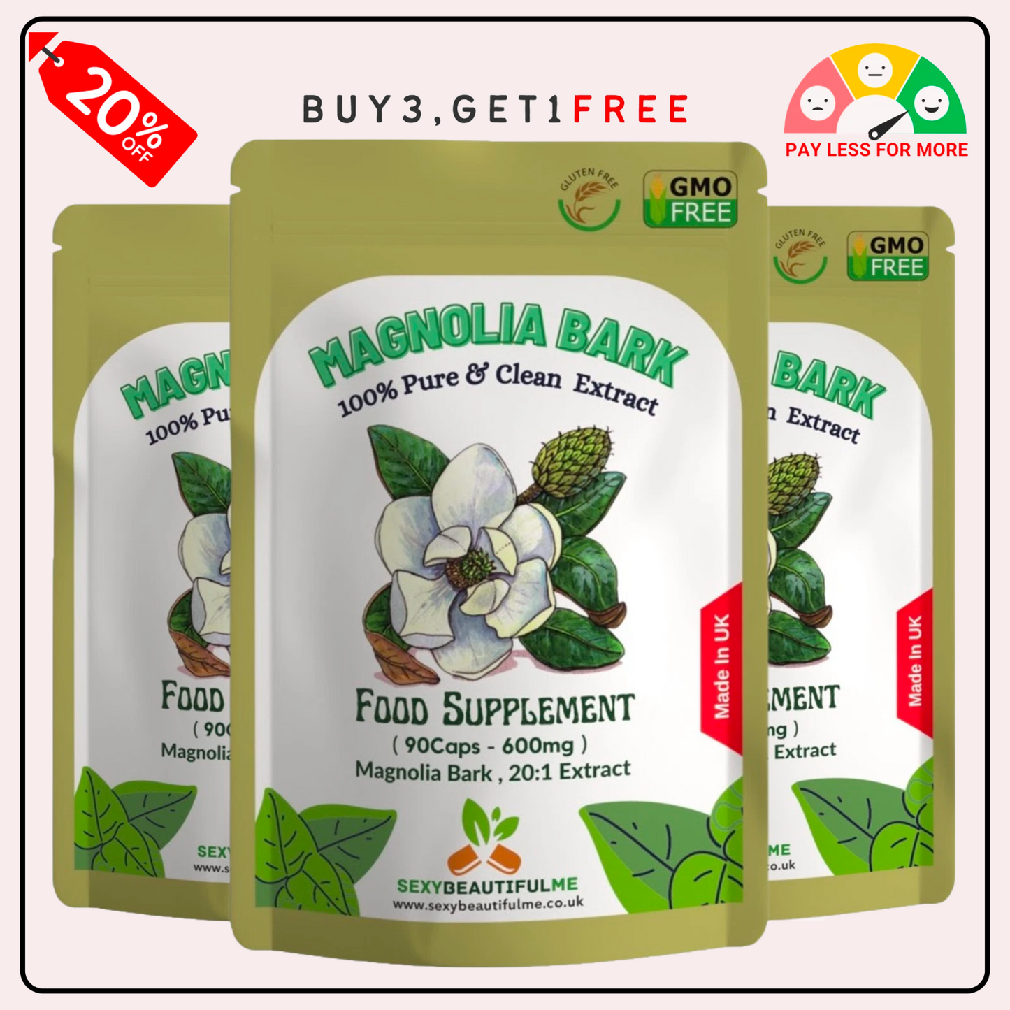 Magnolia Bark 12,000mg Capsules – Digestion Support & Weight Management, Vegan