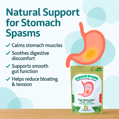 Stomach Spasms Complex Capsules 1500mg–Pain Relief, Gut &Digestive Support–Vegan