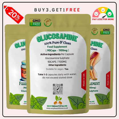 Glucosamine 2KCl 1100mg Capsules–100% Vegan Joint & Arthritis Support Supplement