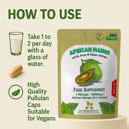 African Mango 20,000mg Capsules – Vegan–Natural Weight Loss & Fat Burner Support