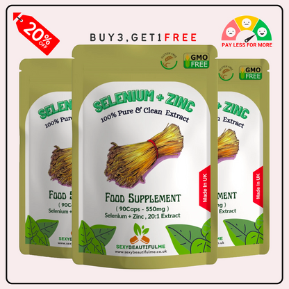 Zinc+ Selenium Complex Capsules, 550mg-Skin&Hair Health-100% Natural & Strong