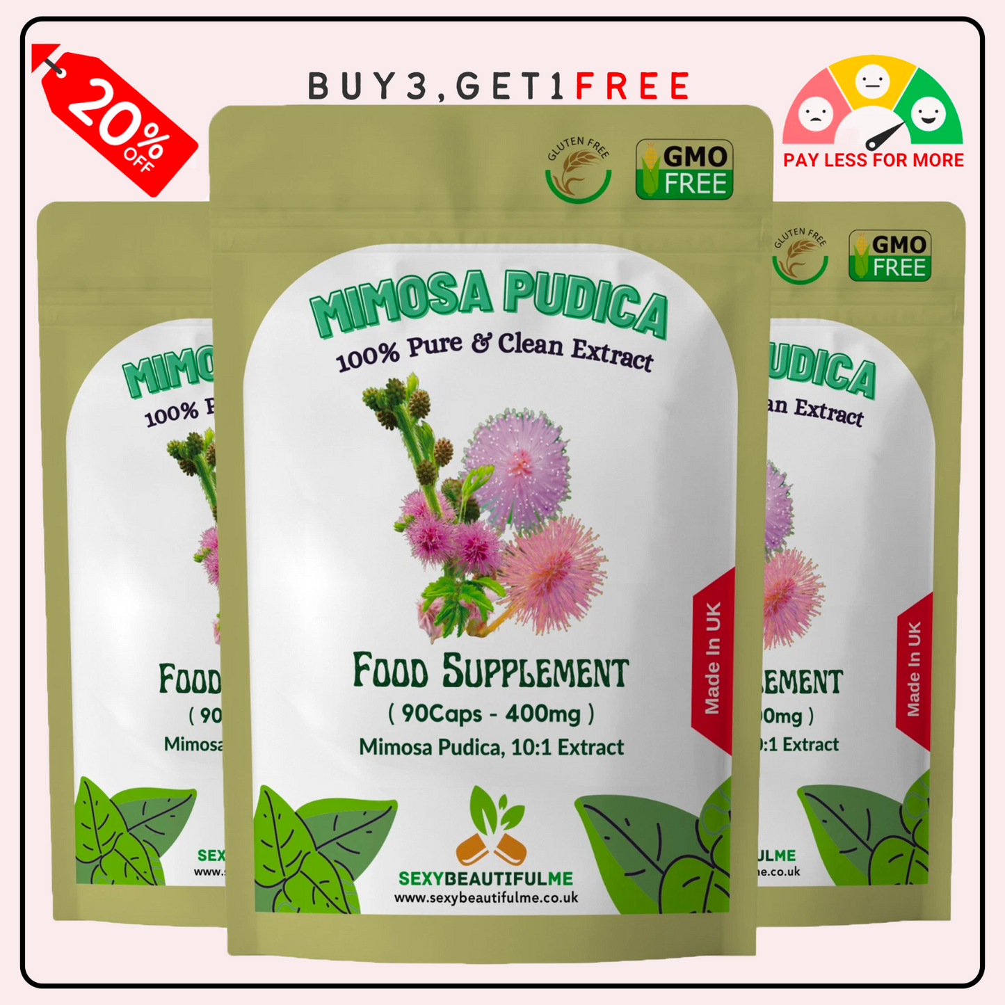 Mimosa Pudica Seed Caps 4000mg (400mg 10:1 Extract) – Gut Health & Natural Detox