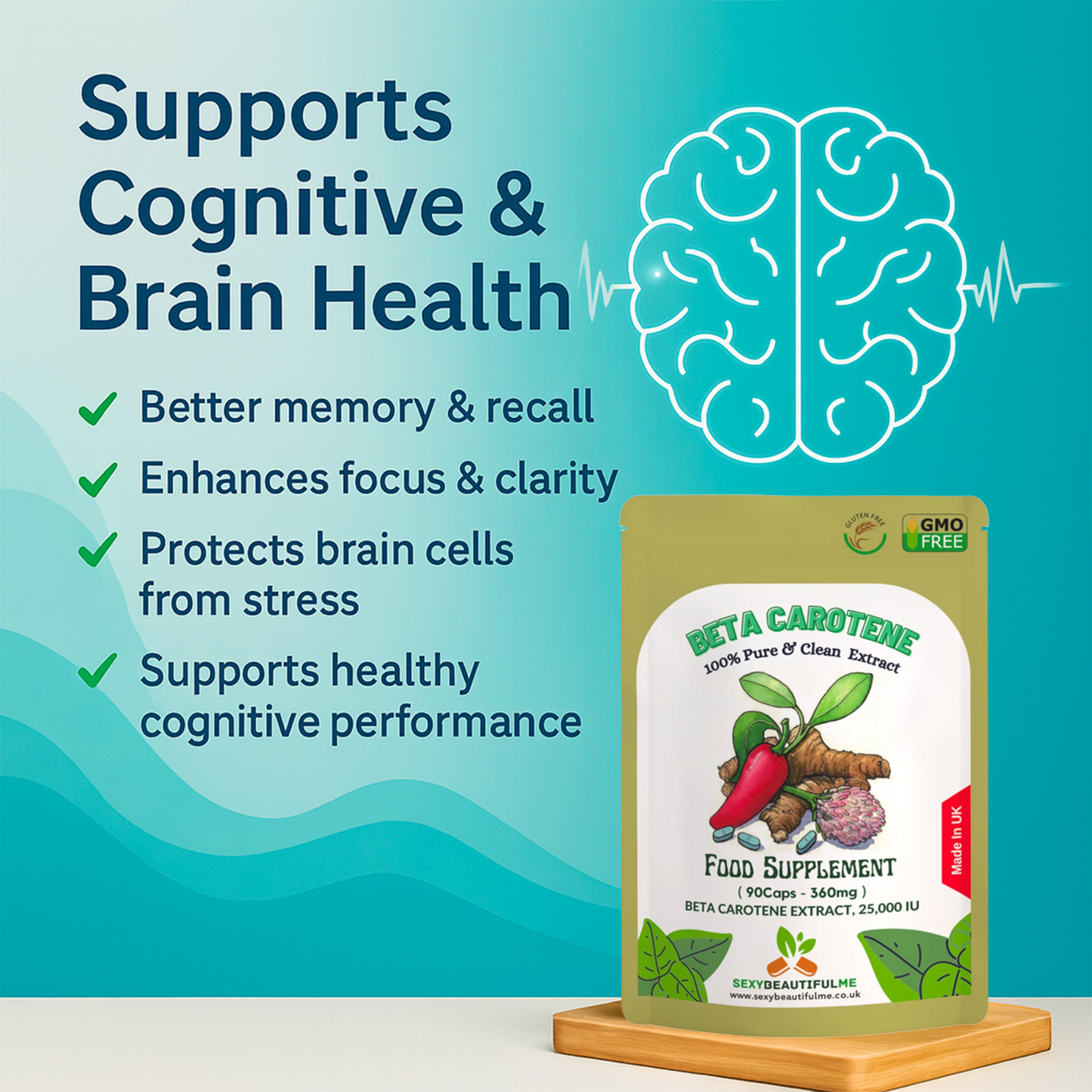 Beta Carotene 25,000 IU Vegan Capsules – Eye Health, Vision & Cognitive Support