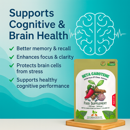 Beta Carotene 25,000 IU Vegan Capsules – Eye Health, Vision & Cognitive Support