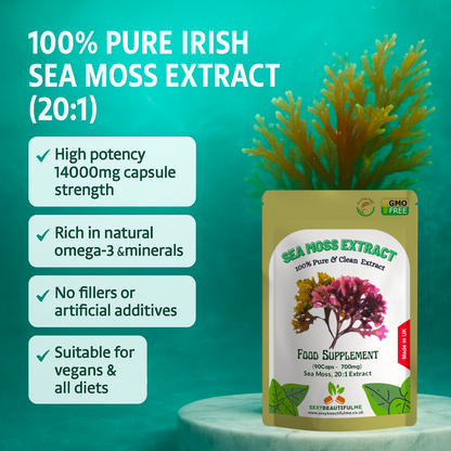 Sea Moss Capsules 14000mg , 100% Clean & Natural Vegan Capsules Genuine Sea Moss