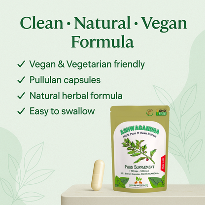Ashwagandha Extract Capsules 10000mg (30mg withanolides) Natural Vegan Capsules