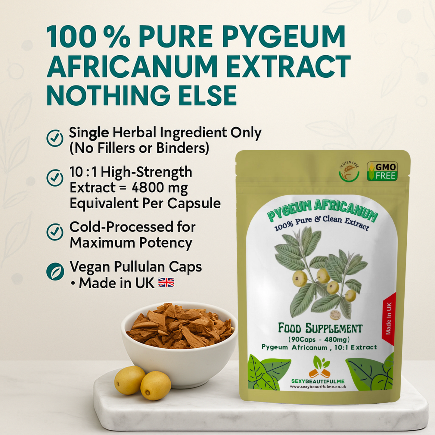 Pygeum Africanum Capsules 4800mg-Prostates Health,Healthy Urination&Men Health