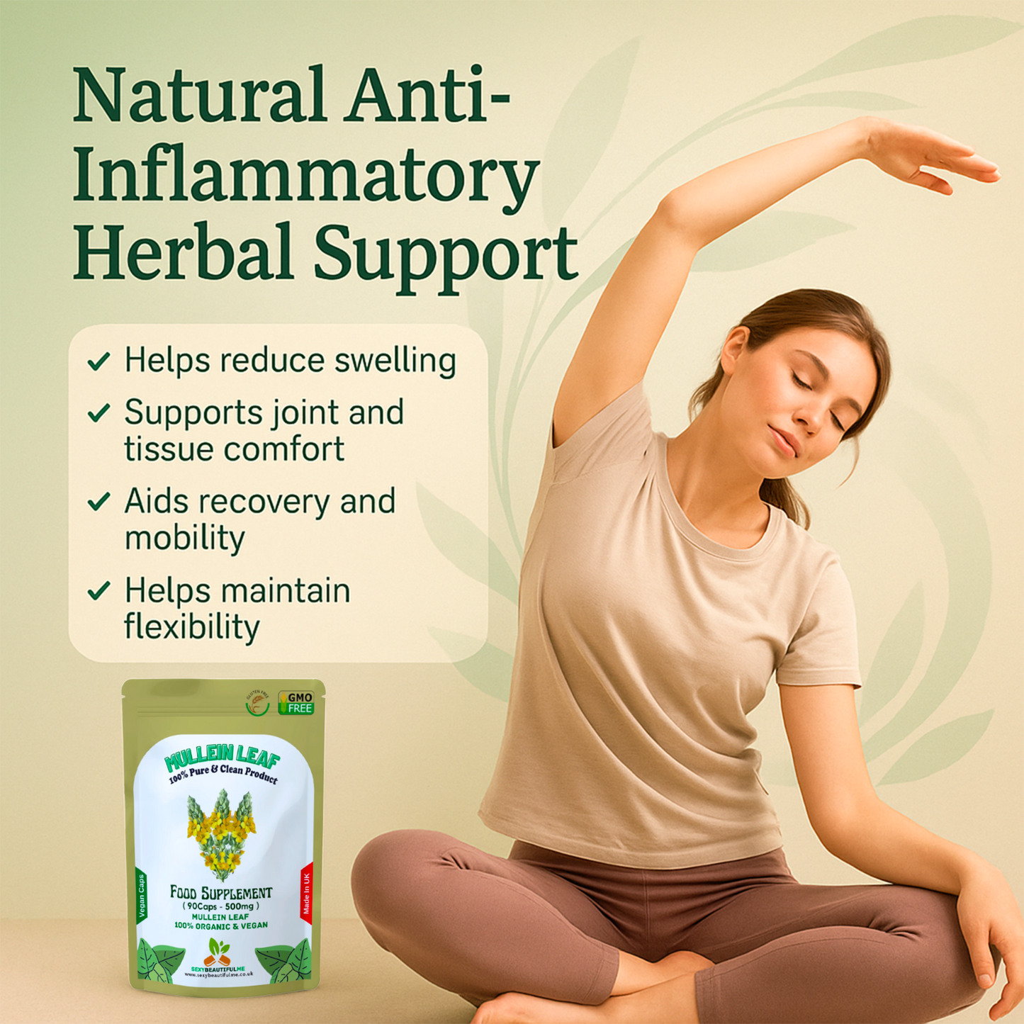 Mullein Leaf Capsule 500mg–High Strength Natural Supplement–Vegan Health Support
