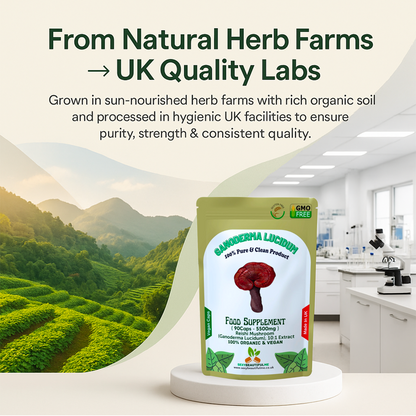 Reishi Mushroom 5500mg Capsules (Ganoderma Lucidum) – Strong & Effective – Vegan
