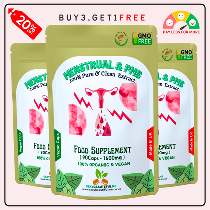 Menstrual & PMT Complex 1600mg–Mood Swings & Tenderness Relief–100%Vegan Product