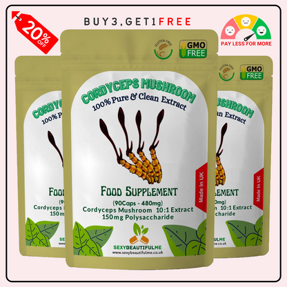 Cordyceps Mushroom Capsules 4800mg-150mg Polysaccharide- Very Strong & Effective