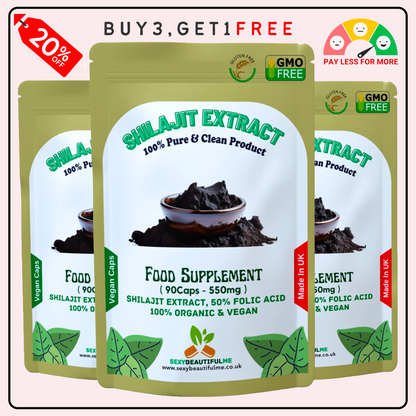 Himalayan Shilajit 550mg–100% Organic Extract–50% Fulvic Acid–Premium Strength