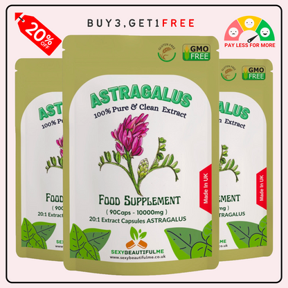 Astragalus Capsules 10,000mg – Immune Boost, Blood Sugar & Liver Support – Vegan