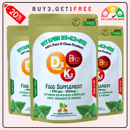 Vitamin D3 High Strength 10000IU – K2 MK7 + B12 10000IU – Natural Vegan Vitamins