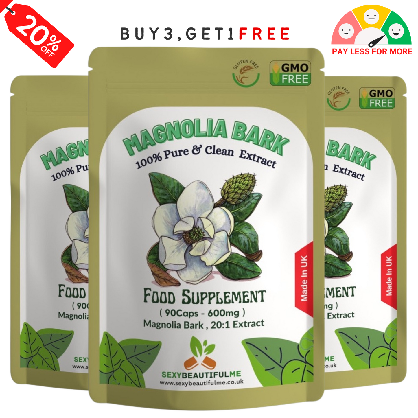 Magnolia Bark 12,000mg Capsules – Digestion Support & Weight Management, Vegan