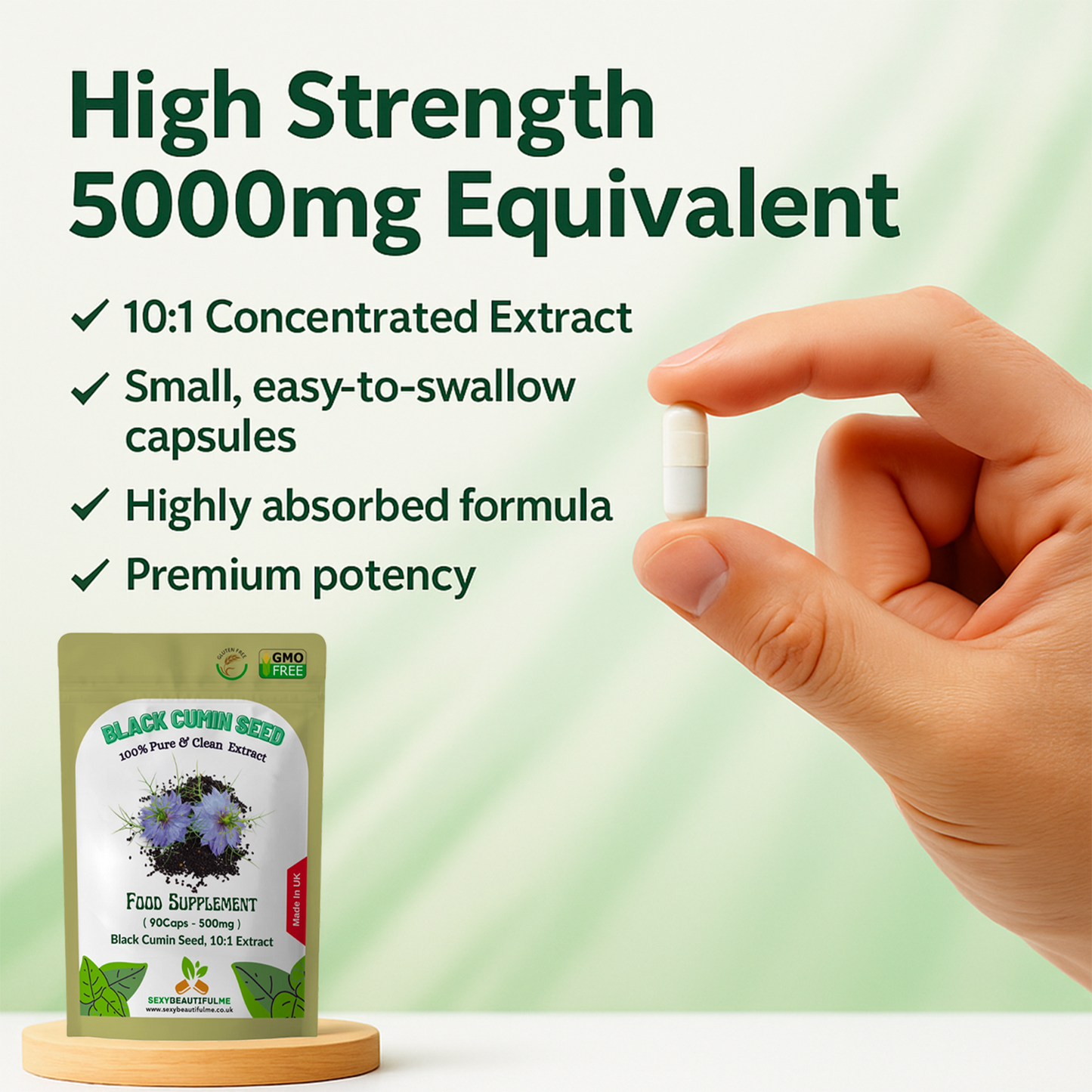 Black Cumin Seed Capsule 5000mg High Strength 10:1 Extract Immune System Support