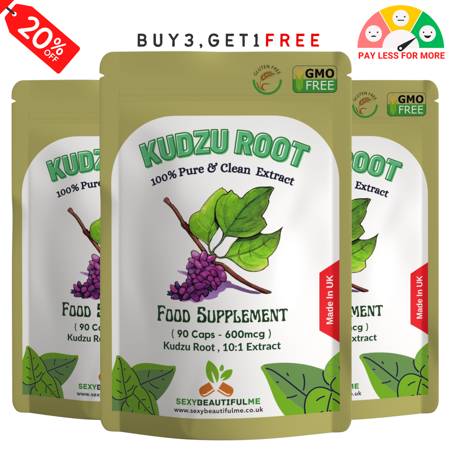 KUDZU Extract Capsules 6000mg Help With HANGOVER, NICOTINE&ALCOHOL CRAVINGS