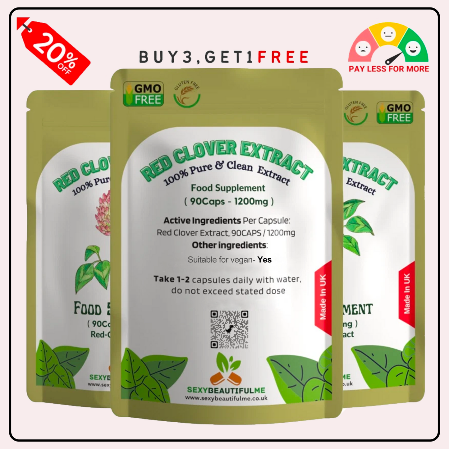 Red Clover Capsules 1200mg-8% Isoflavones-Cholesterol Health & Women Health