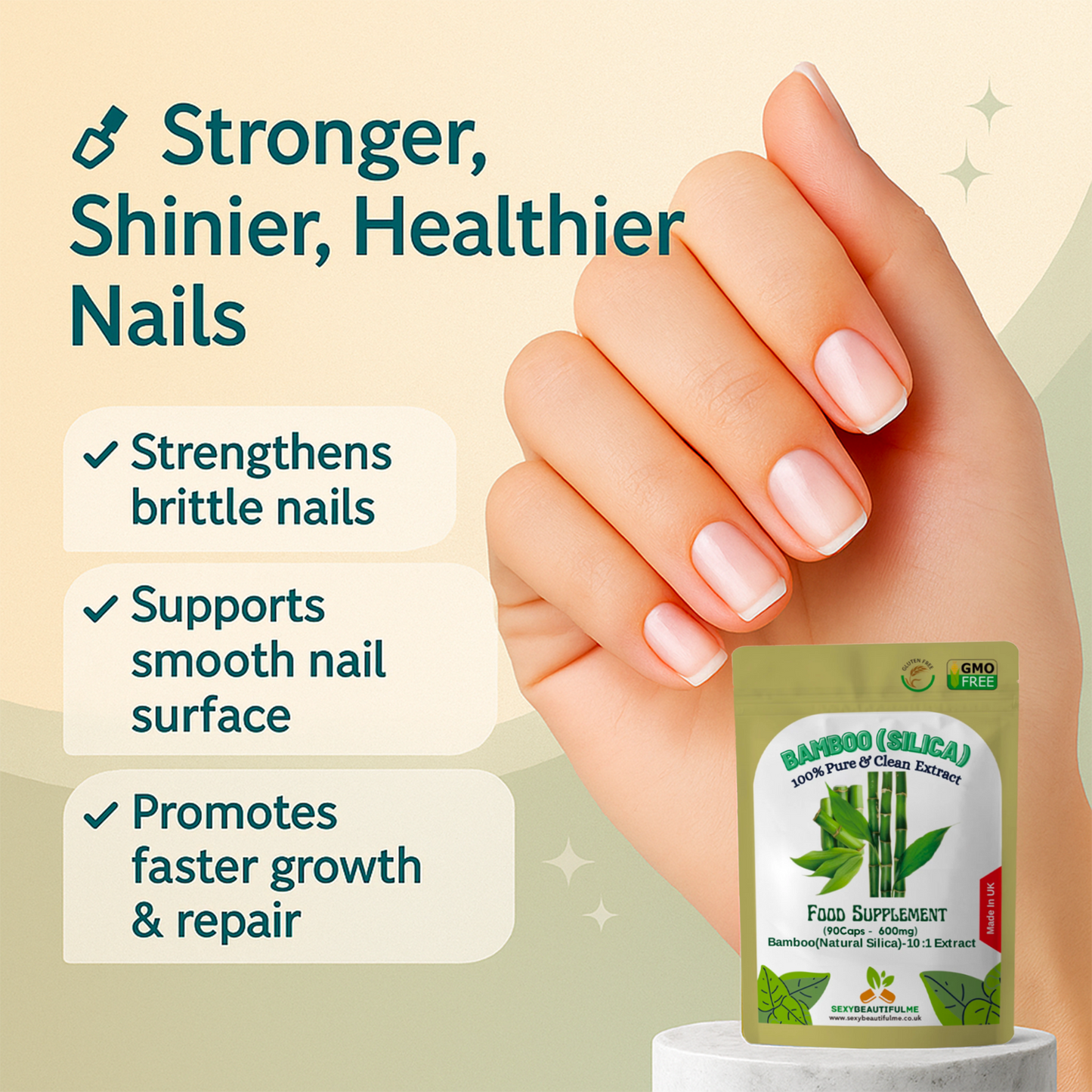 Natural Silica 6000mg Capsules-Natural Bamboo Extract- Hair, Nails, Skin Health