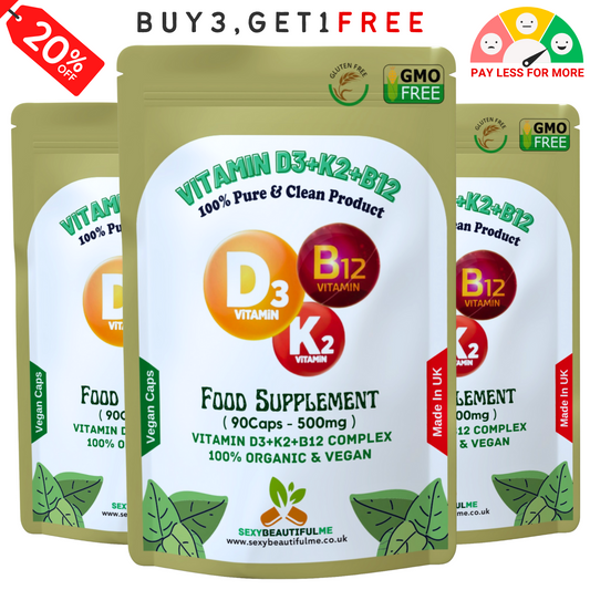 Vitamin D3 High Strength 10000IU – K2 MK7 + B12 10000IU – Natural Vegan Vitamins