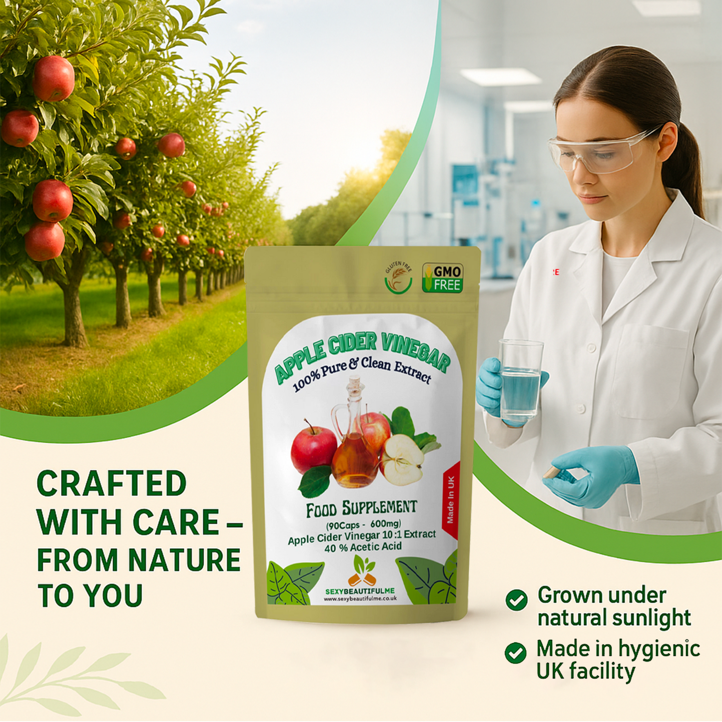 Apple Cider Vinegar 6000mg Capsules–High Strength Weight Loss & Fat Burner-Vegan