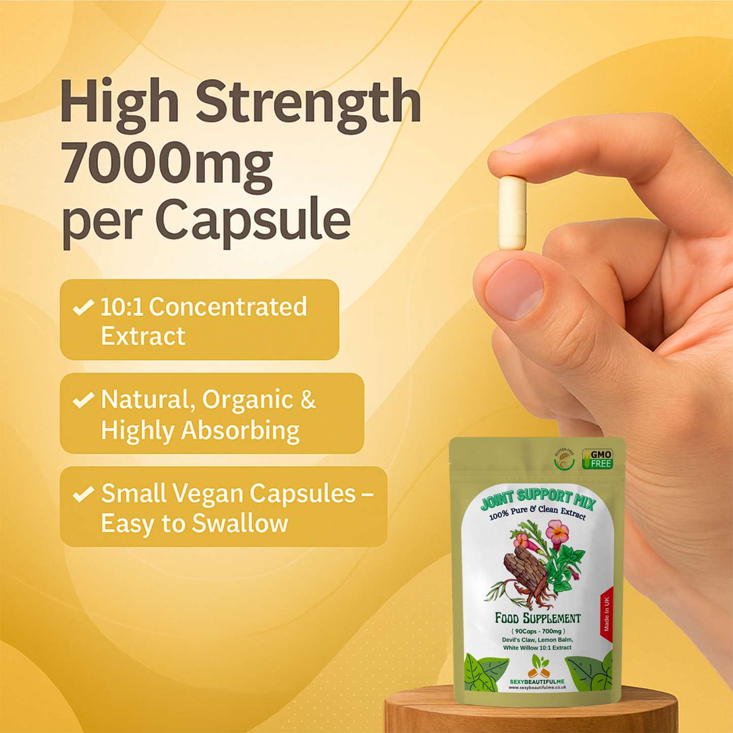 Joint Support Mix Capsule 7000mg-Devil Claw+Lemon Balm+While Willow-Joint Health
