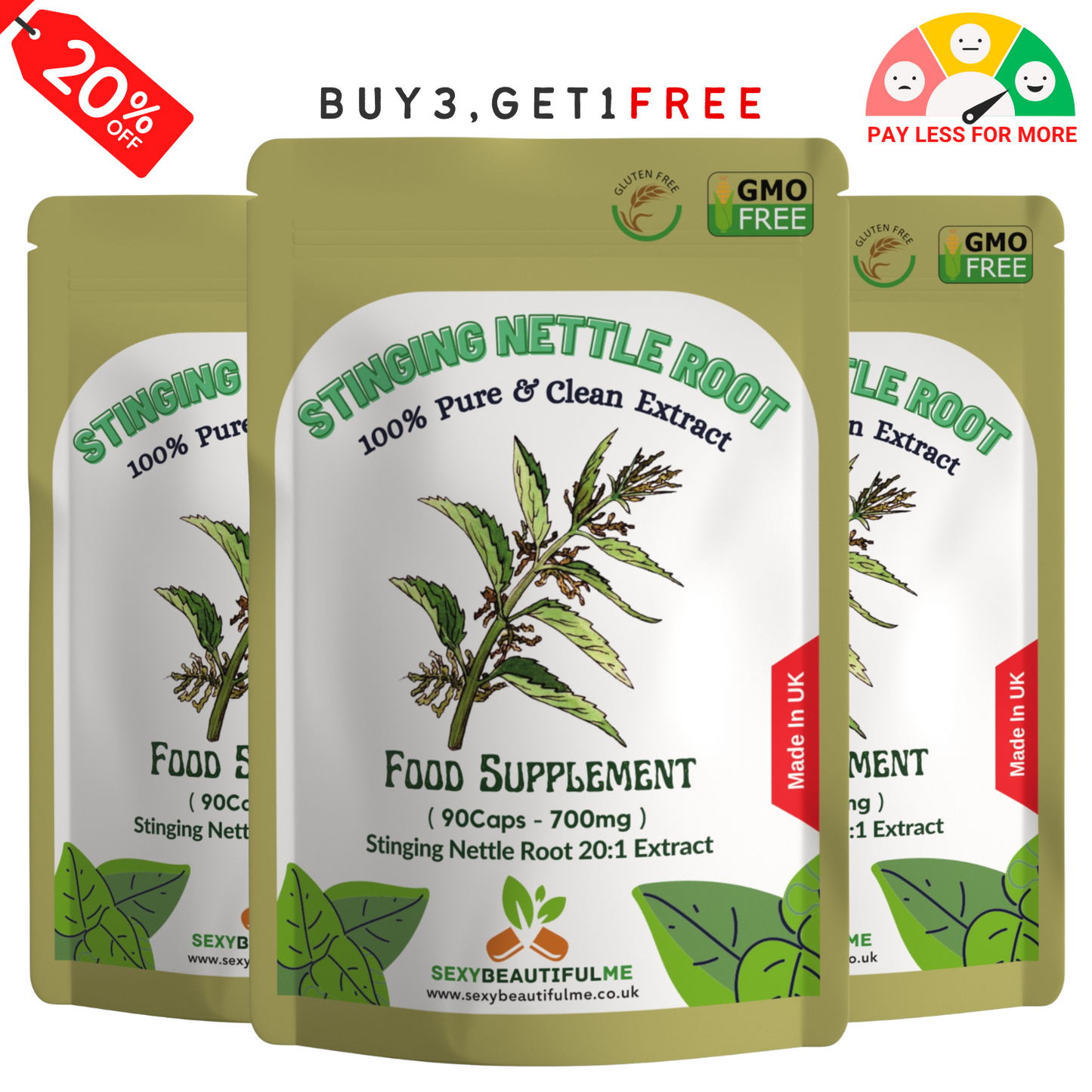 Stinging Nettle Root Extract Capsules 14,000 mg-Genuine•Strong•Vegan•100%Natural