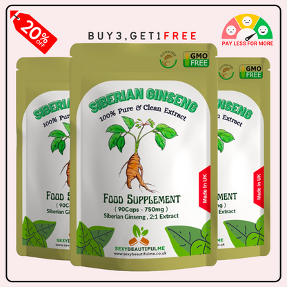Siberian Ginseng Capsule 1500mg–100%Natural-Strong&Vegan-Energy, Focus, Vitality