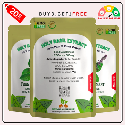 Holy Basil Capsules ( Tulsi ) 5000mg Veg Capsules 10% Ursolic Acid, Brain Health