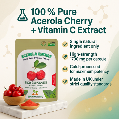 Acerola Cherry Capsules 700mg ( 1000mg Vitamin C)-Immunity & Liver Support