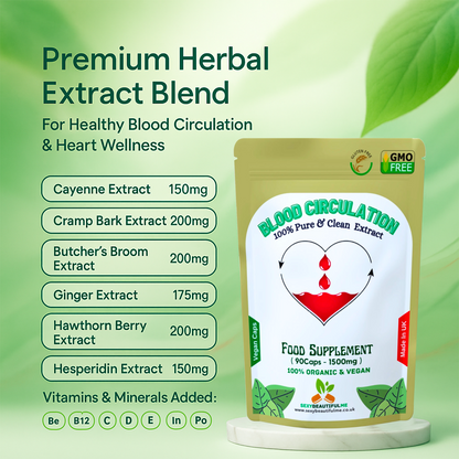Blood Circulation Health Caps 1500mg-100%Vegan-Healthy Blood Circulation Support