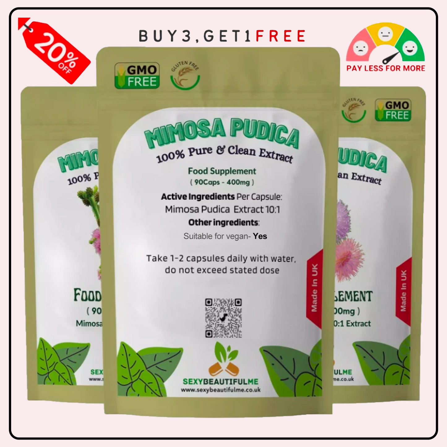 Mimosa Pudica Seed Caps 4000mg (400mg 10:1 Extract) – Gut Health & Natural Detox