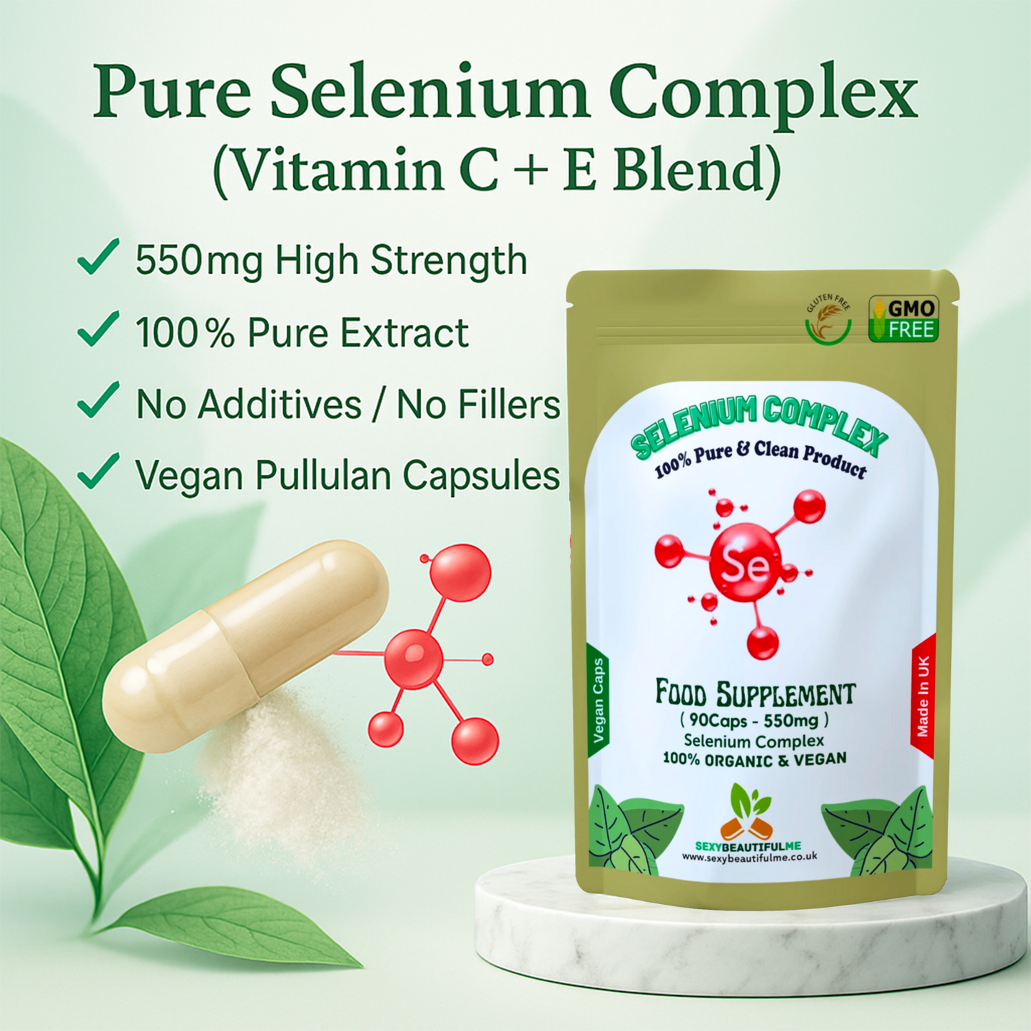 Selenium Complex 500mg – High Strength Antioxidant Vitamin – Hair, Skin & Immune
