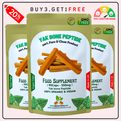 Yak Bone Collagen Capsules 550mg–Bone , Gut & Healthy Hair , Skin Support-Vegan