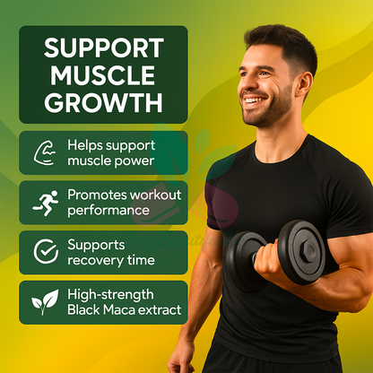 Black Maca Root Capsules 7000mg–Strength, Energy & Performance Support–100%Vegan