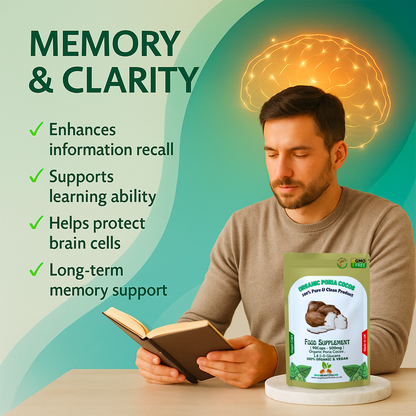 Organic Poria Cocos Mushroom 500 mg Capsules–Fatigue, Tension & Memory Support