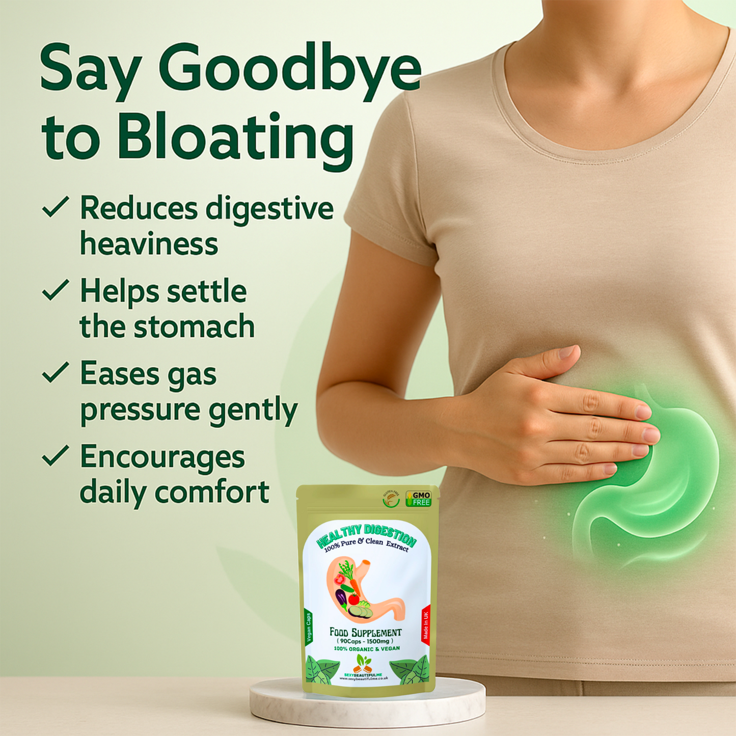 Gut Health Support 1500mg Caps | Healthy Digestion Capsule | Clean Vegan Formula