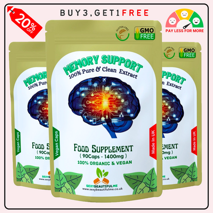 Memory Support Caps 1400mg– Memory, Concentration & Brain Function Support-Vegan