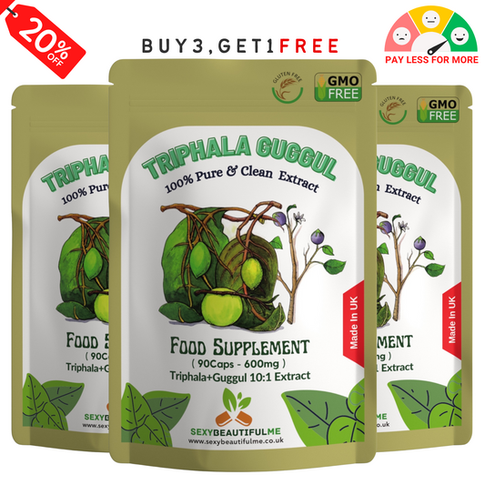 '' Triphala+Guggul '' 6000mg Capsule–Weight Control, Detox&Cholesterol-100%Vegan
