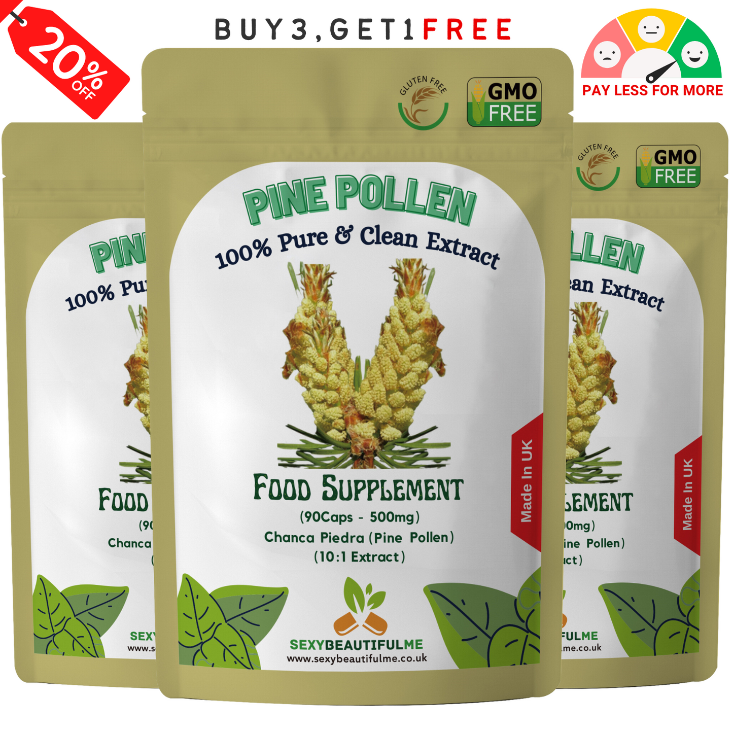 Pine Pollen 5000mg Capsules – Anti Aging – Sleep Aid – Energy & Vitality Support