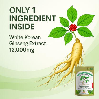 White Korean Ginseng Capsules – 12,000 mg | Vegan | Supporting Overall Health