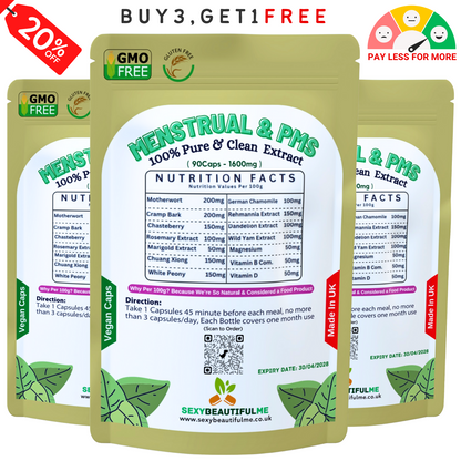 Menstrual & PMT Complex 1600mg–Mood Swings & Tenderness Relief–100%Vegan Product