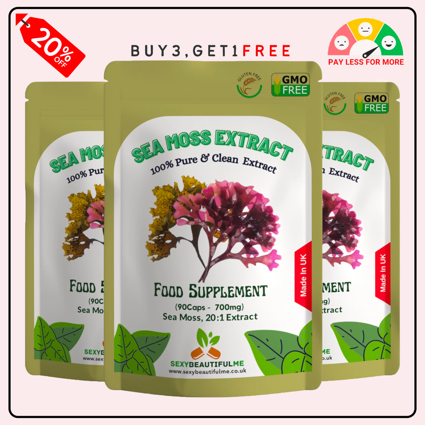Sea Moss Capsules 14000mg , 100% Clean & Natural Vegan Capsules Genuine Sea Moss