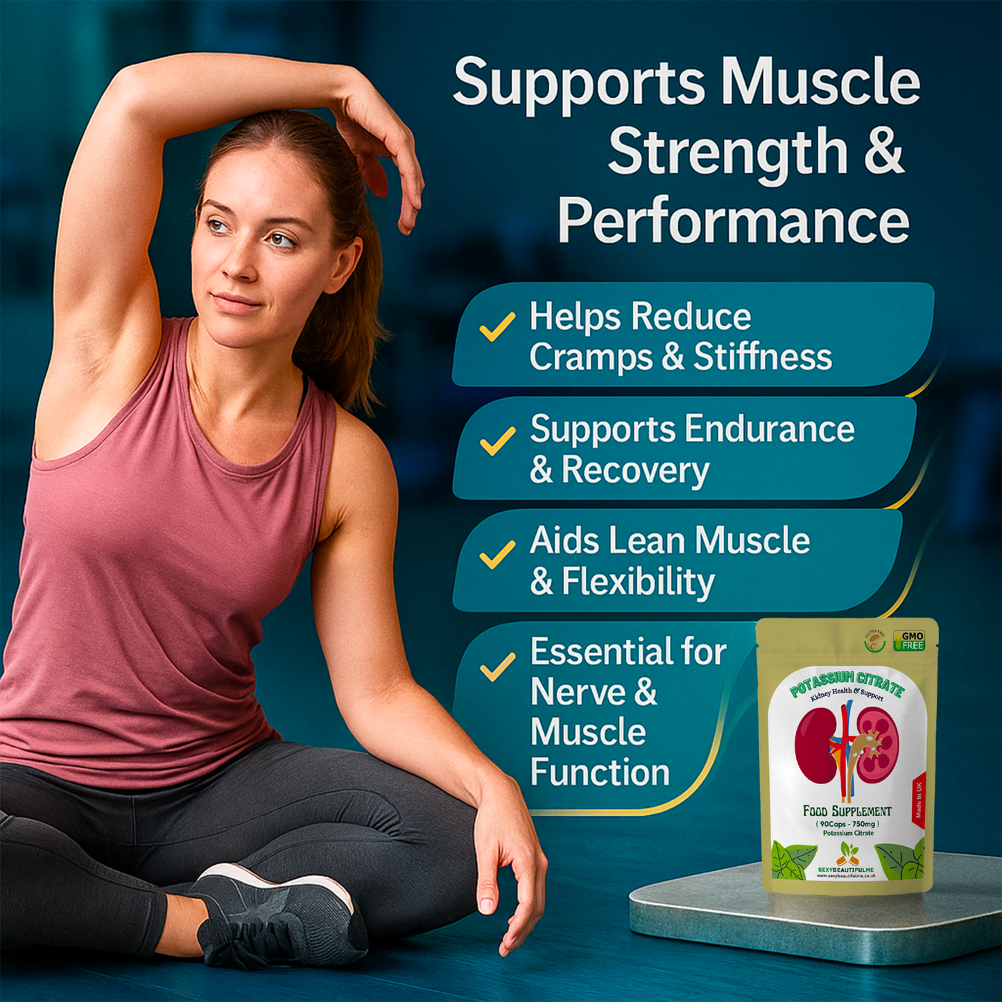 Potassium Citrate Capsules, 750mg-Kidney Health, Muscle Health & Blood Health